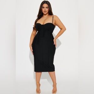 Fashion Nova Elegant Black Midi Dress